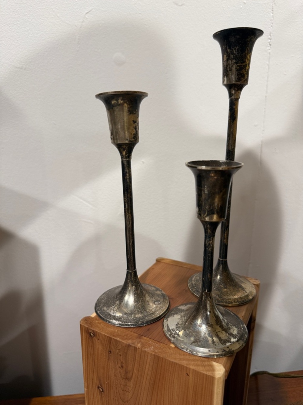Antique Silver Candlestick Set - 3-Piece